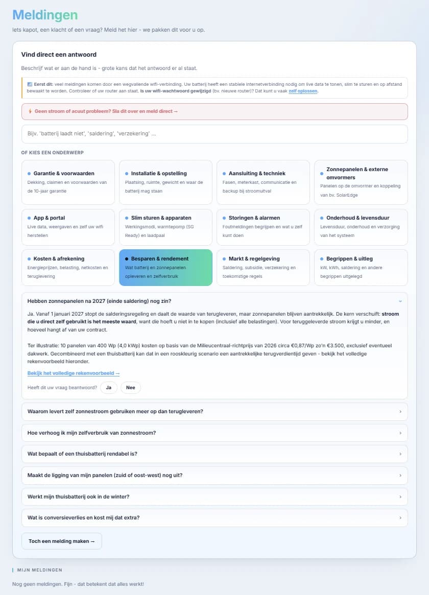 Zelfservice en meldingstroom in het NorthFlow Smartgrid Portal
